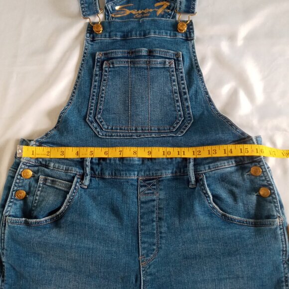 Seven7 Denim Cotton Stretch Jean Bib Overall Shorts Size 8 - Picture 3 of 9
